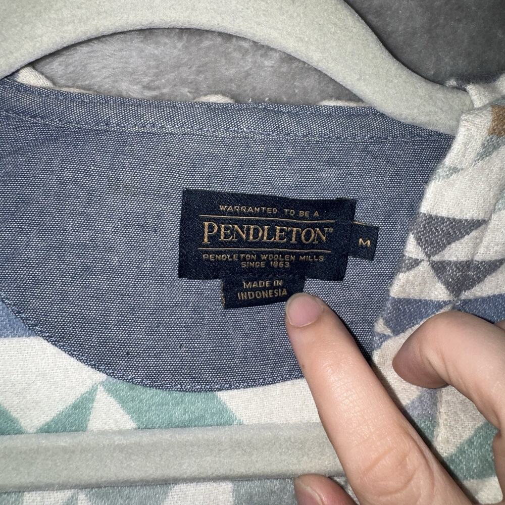 Pendleton Button Down Beach Hoodie Aztec Geometric Soft Cotton Women's M - Picture 3 of 7